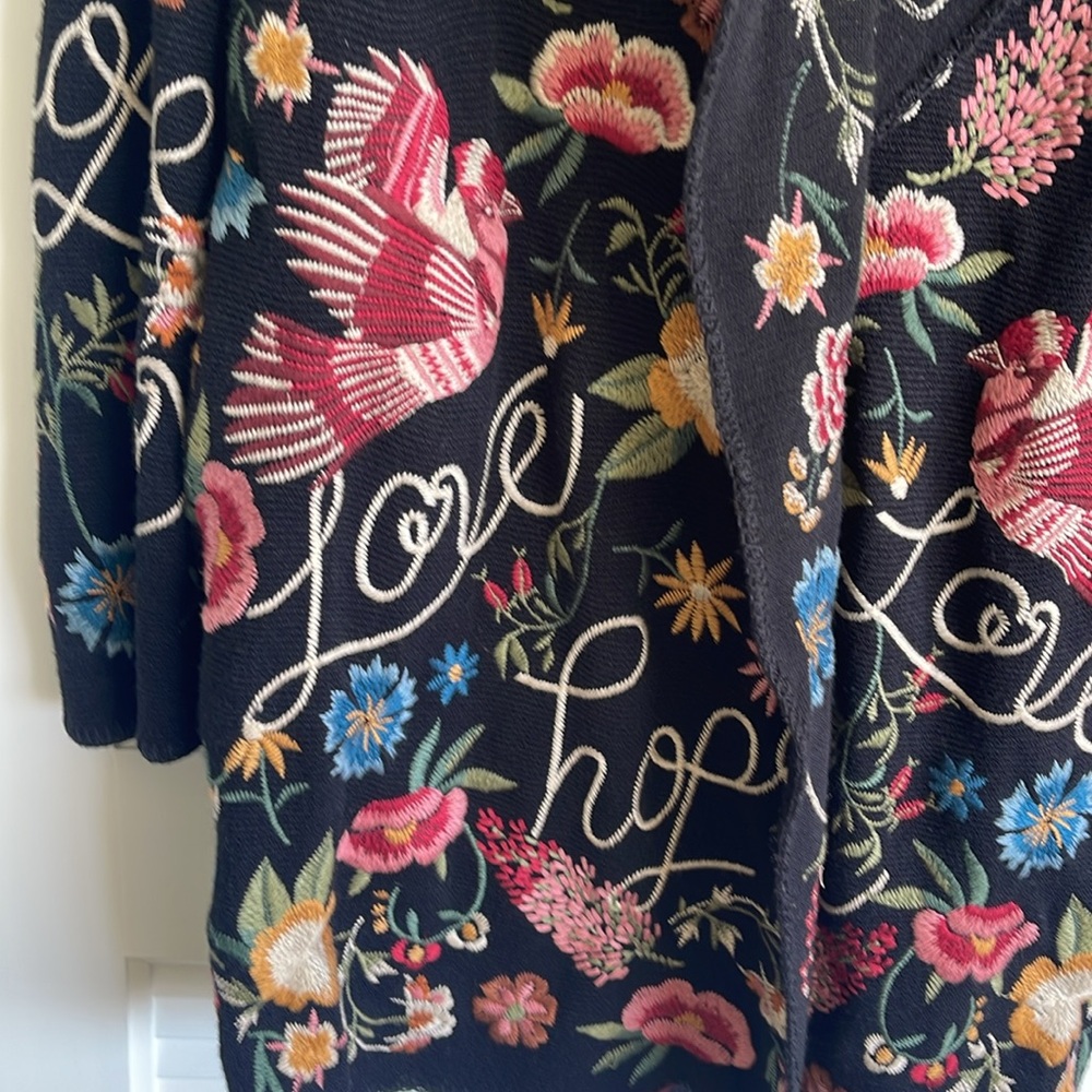 Johnny Was Black Knit with Vibrant Embroidery - Picture 2 of 6